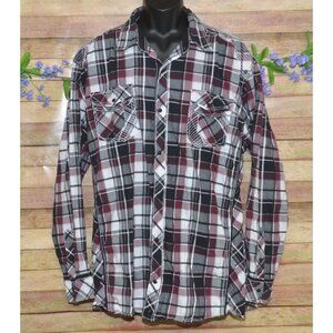 Buckle Burgundy Athletic Fit Men's Snap Up Western Cowboy Shirt XXXL Embroidered